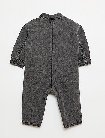 Combinaison longue en jean à ouverture boutonnée