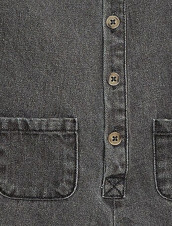 Combinaison longue en jean à ouverture boutonnée