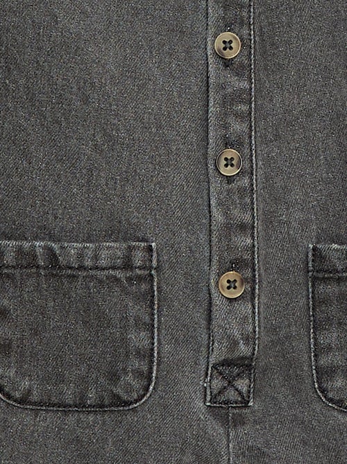 Combinaison longue en jean à ouverture boutonnée - Kiabi