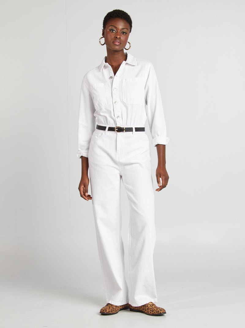 Combinaison longue en jean blanc - Kiabi