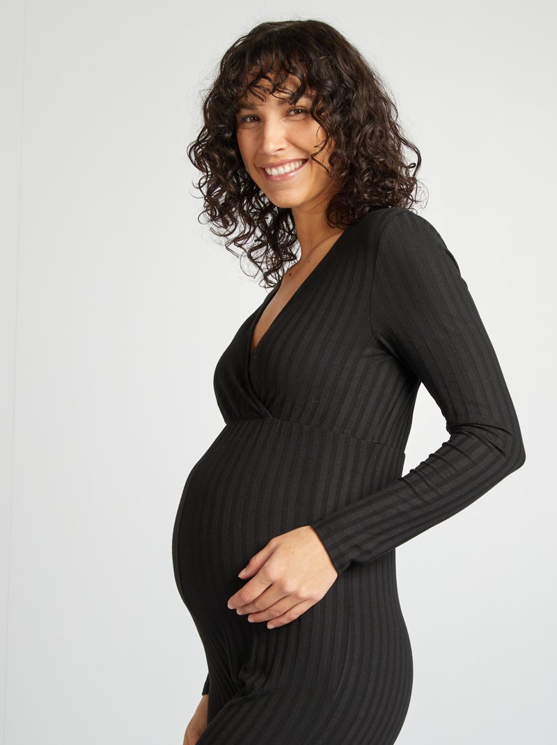 Combinaison longue en maille côtelée 'Only maternity' Noir - Kiabi