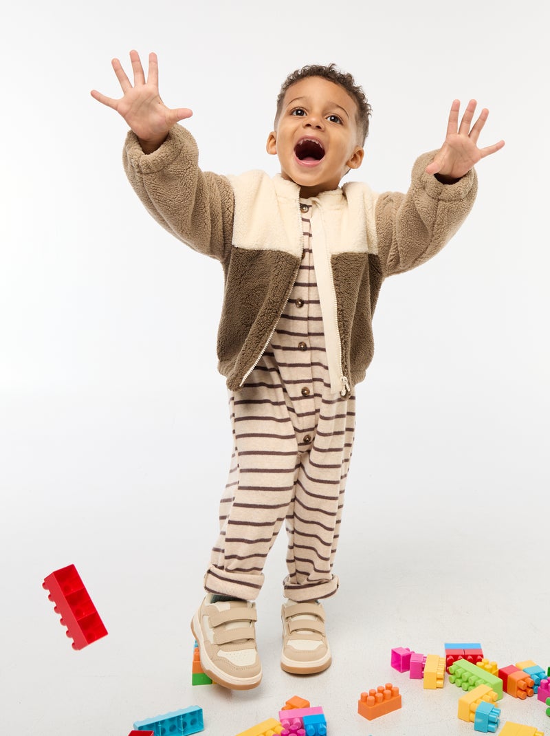 Combinaison longue en maille doudou Marron - Kiabi