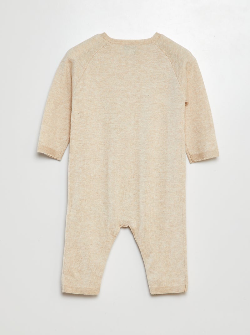 Combinaison longue en maille tricot boutonnée BEIGE - Kiabi