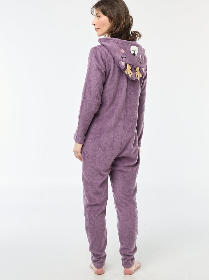 Combinaison longue en polaire animée Biche Violet - Kiabi