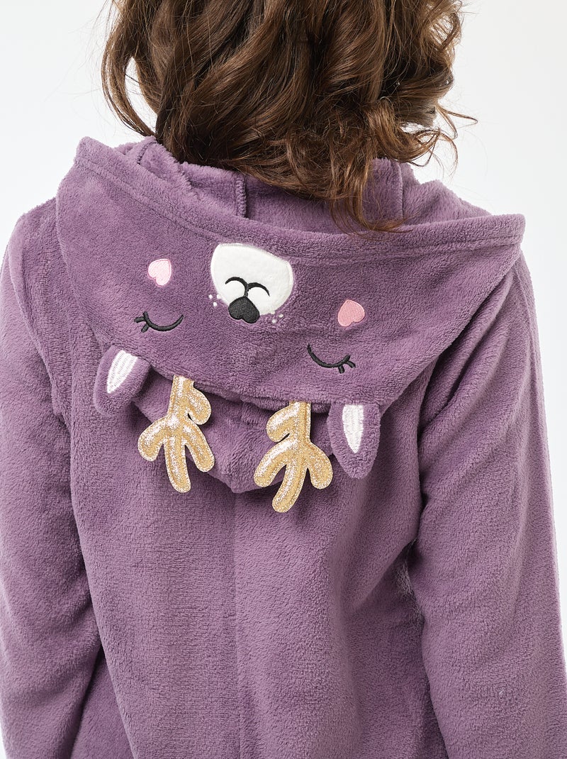 Combinaison longue en polaire animée Biche Violet - Kiabi