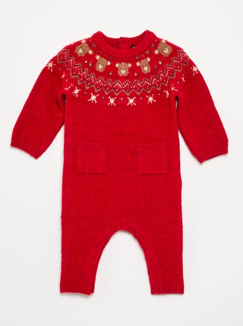 Combinaison longue en tricot jacquard - Kiabi