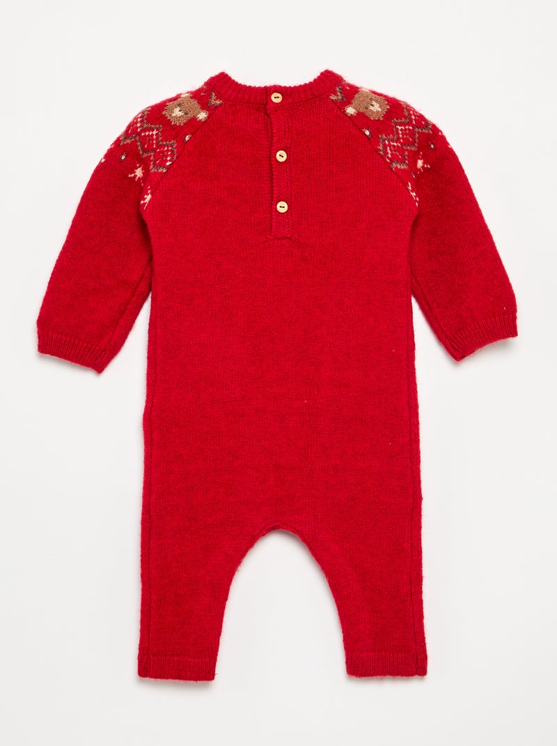 Combinaison longue en tricot jacquard Rouge - Kiabi