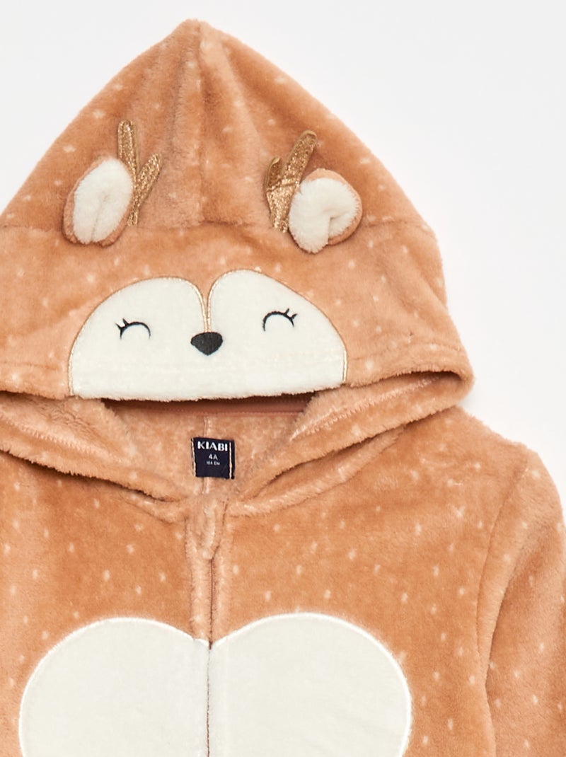 Combinaison nuit à capuche animée Rose - Kiabi