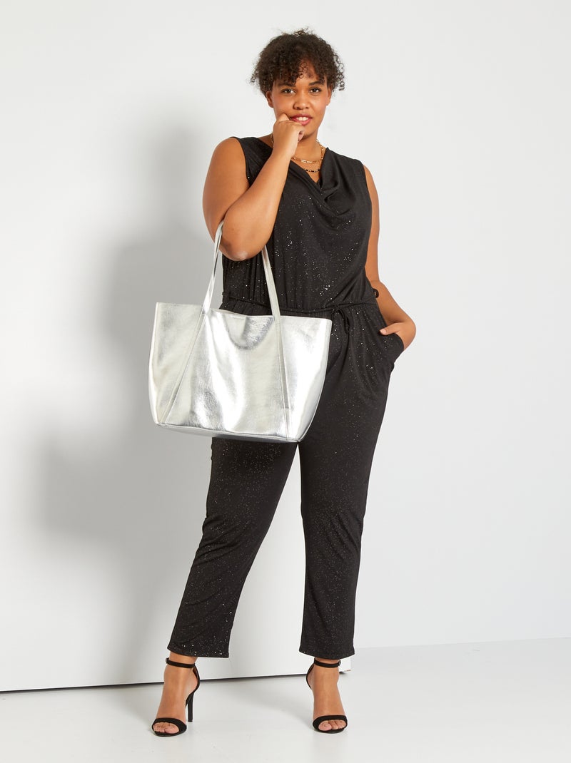 Combinaison pantalon à paillettes noir - Kiabi