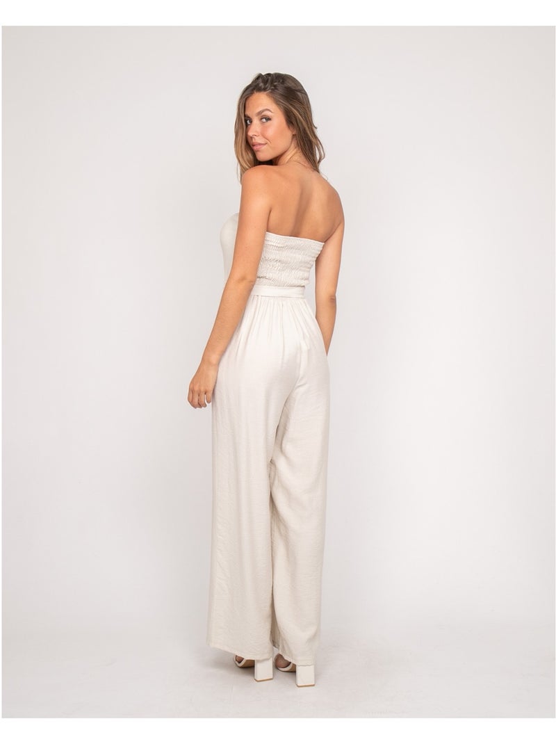 Combinaison pantalon bustier evilia Beige - Kiabi