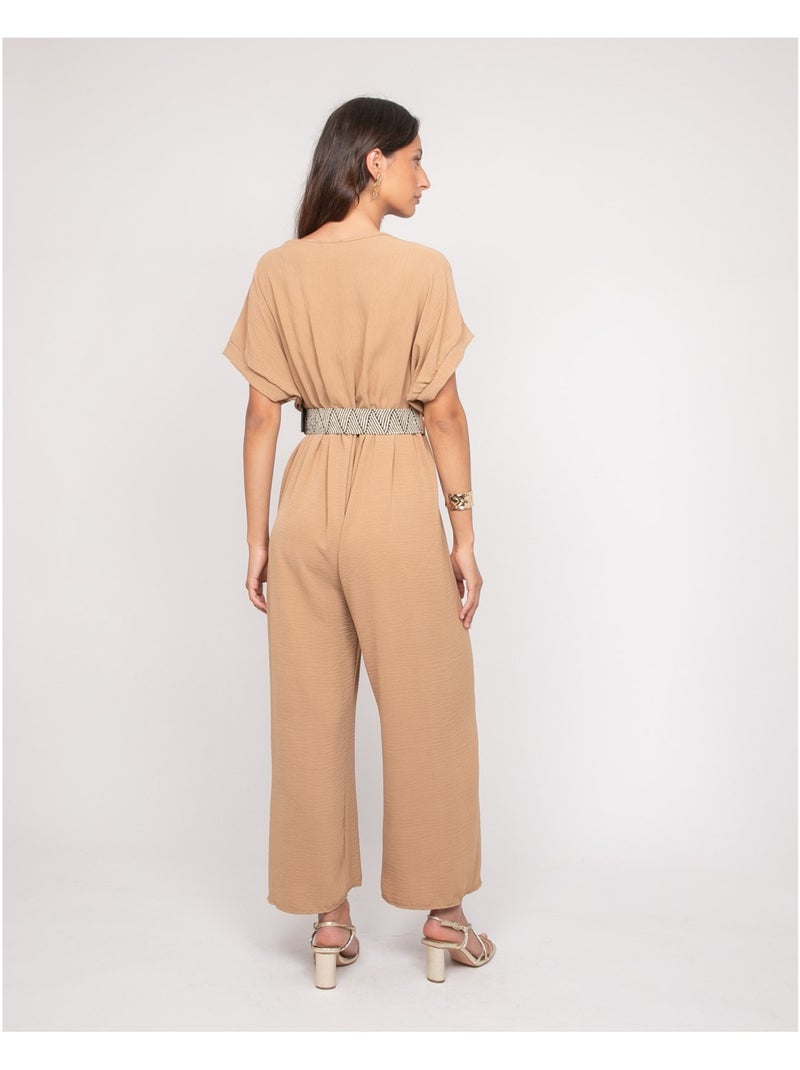 Combinaison pantalon cache-coeur evala Marron caramel - Kiabi