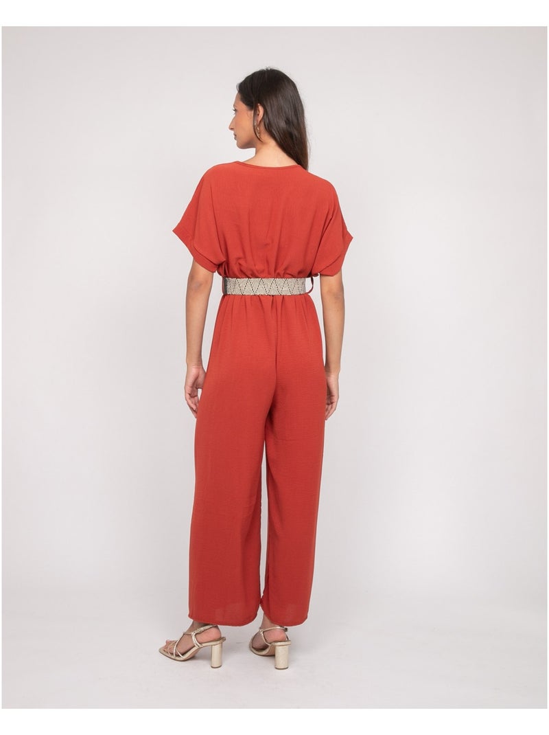 Combinaison pantalon cache-coeur evala Rouge brique - Kiabi
