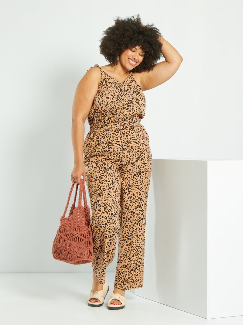 Combinaison pantalon imprimé 'léopard' Beige - Kiabi