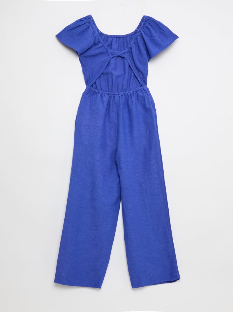 Combinaison pantalon large à manches courtes Bleu - Kiabi