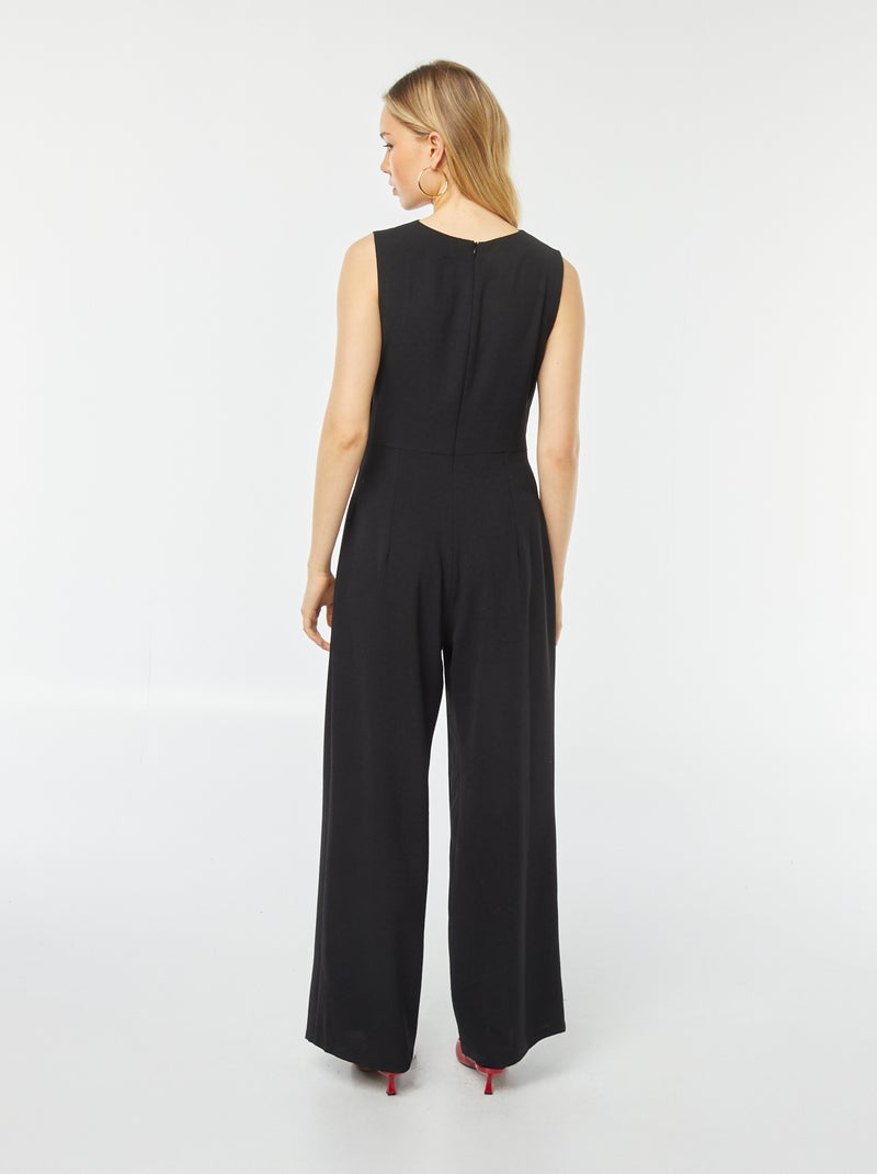 Combinaison pantalon sans manches avec ouverture fantaisie à l'avant NOIR - Kiabi