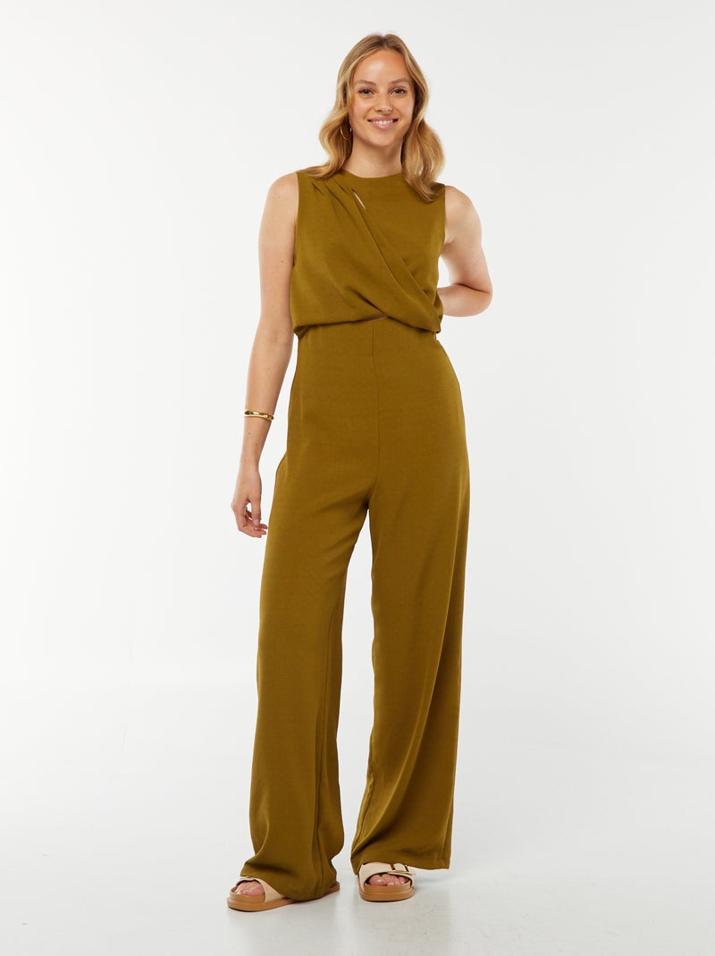 Combinaison pantalon sans manches avec ouverture fantaisie à l'avant VERT - Kiabi