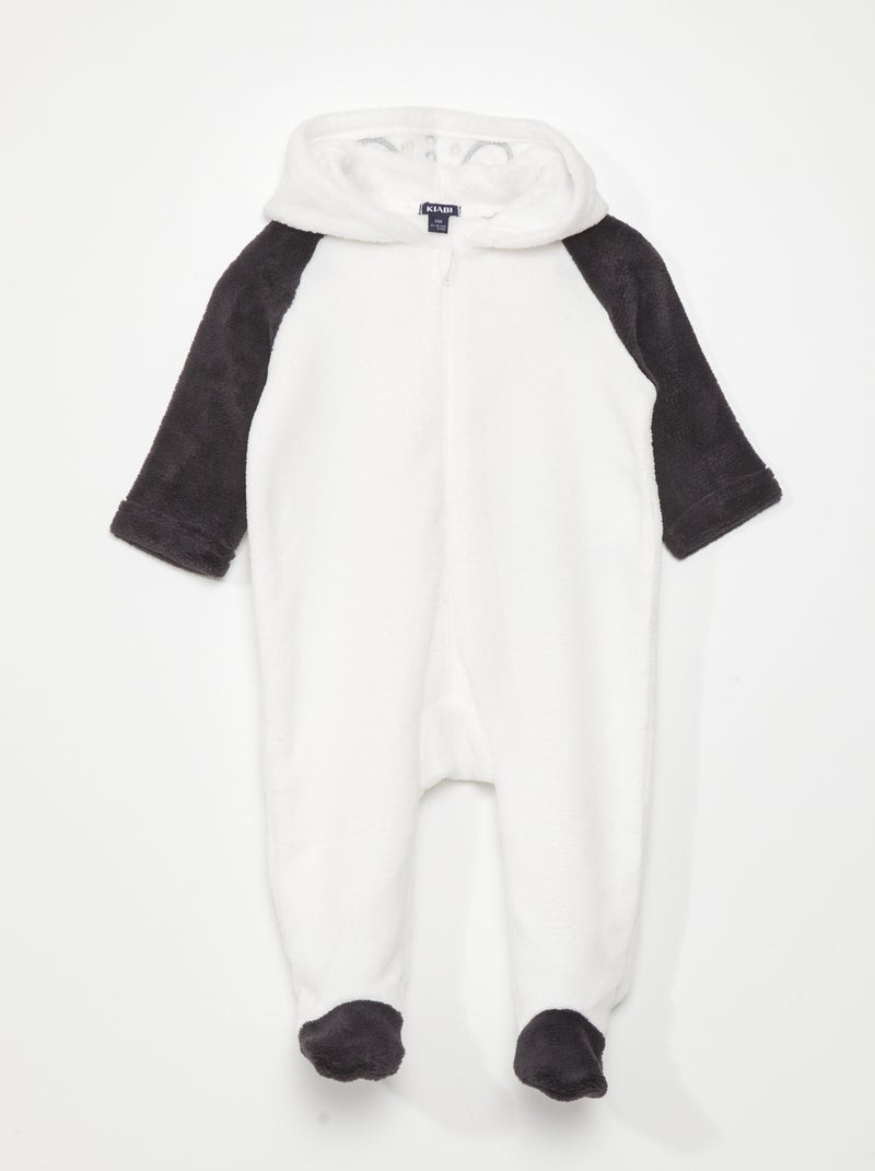 Combinaison polaire à capuche 'panda' Noir/blanc - Kiabi