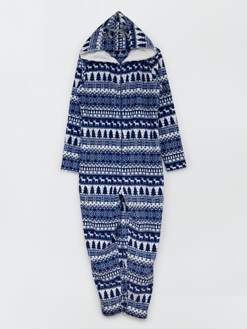 Combinaison Pyjama Polaire Homme - Une Pièce, Capuche, Fermeture éclair, Pour L'hiver