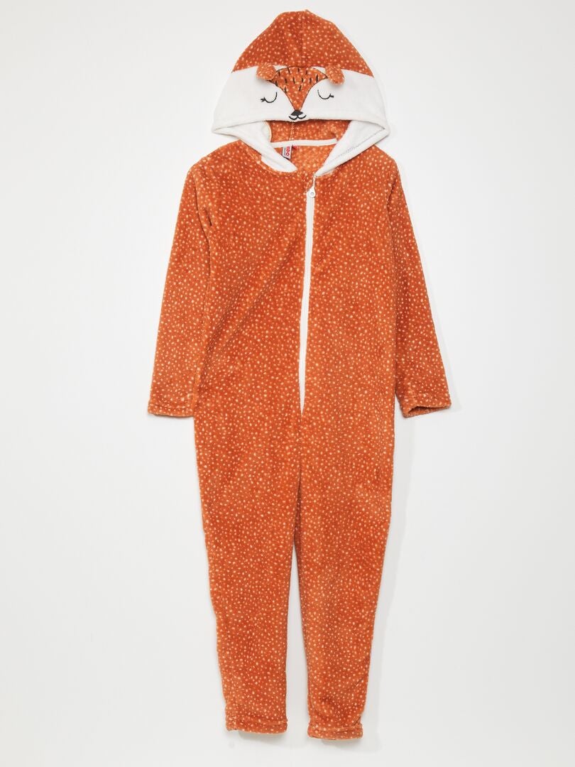 Combinaison pyjama polaire 'Renard' Orange - Kiabi