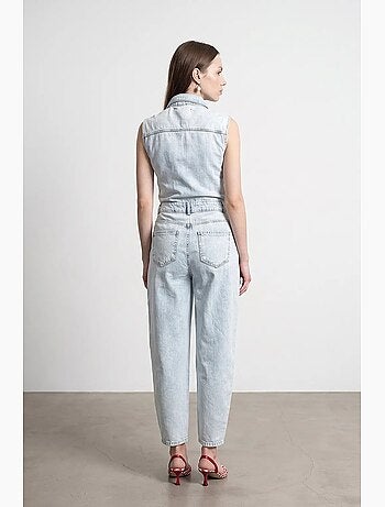 Combinaison salopette en denim de coton, jambe droite dilvin