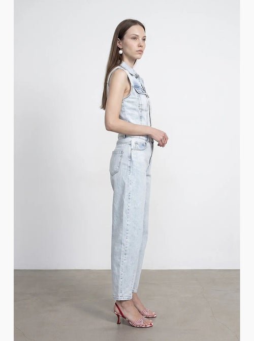 Combinaison salopette en denim de coton, jambe droite dilvin - Kiabi