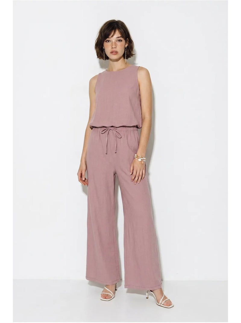 Combinaison sans manches en coton à jambe large lucci Mauve - Kiabi