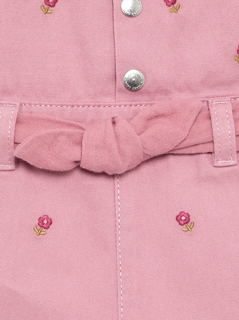 Combinaison short avec broderies Rose - Kiabi