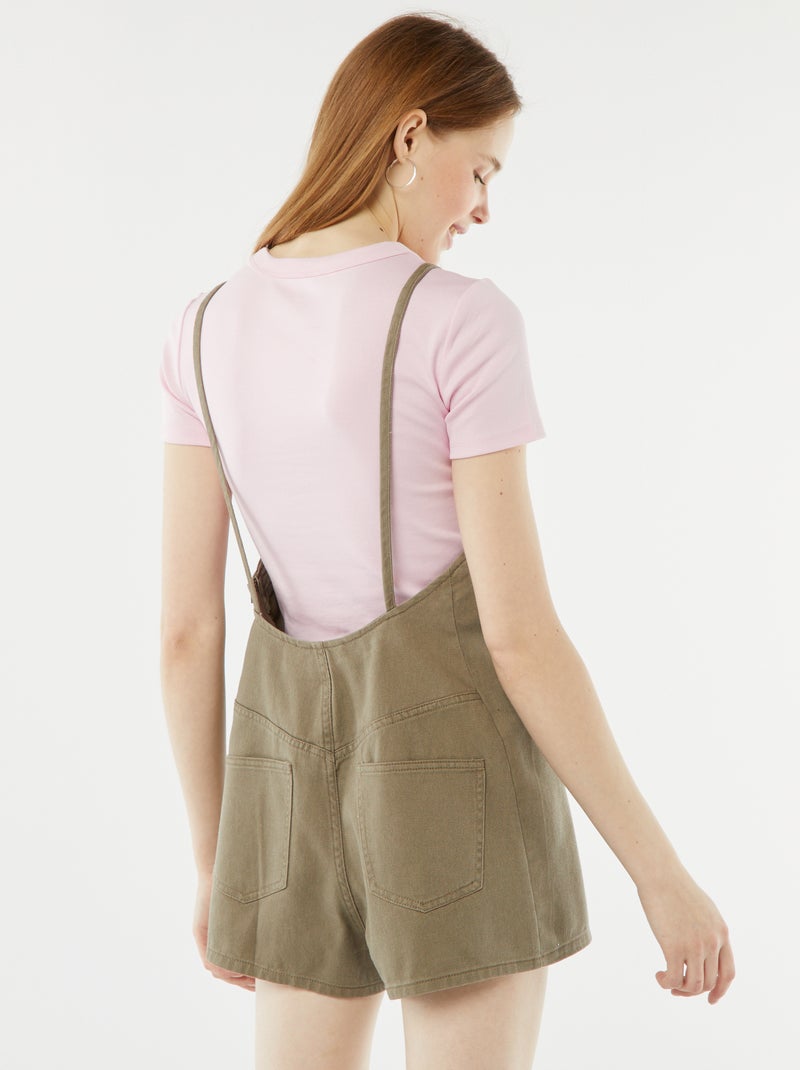 Combinaison short avec dos nu Kaki - Kiabi