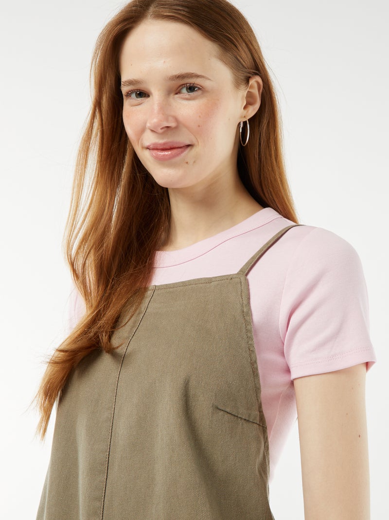 Combinaison short avec dos nu Kaki - Kiabi