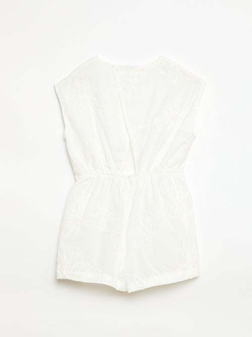 Combinaison short avec grandes fleurs brodées - Kiabi