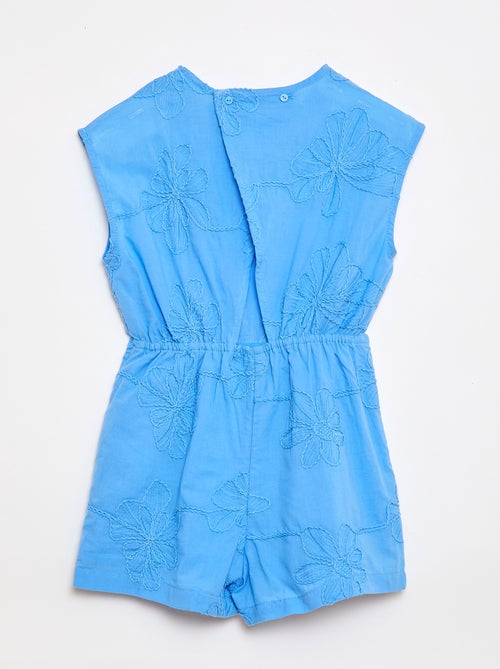 Combinaison short avec grandes fleurs brodées - Kiabi