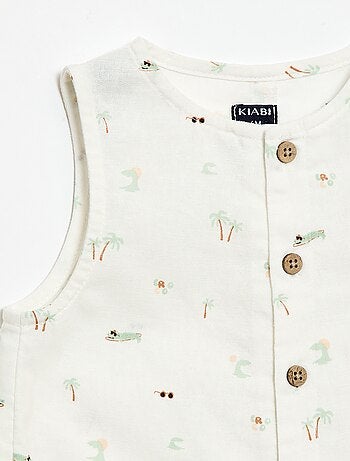 Combinaison short en coton et lin