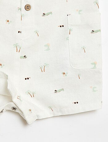Combinaison short en coton et lin