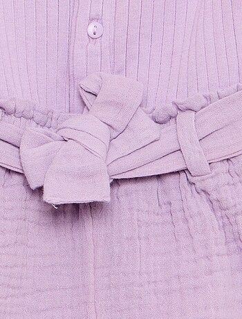 Combinaison short en double gaze de coton + ceinture à nouer