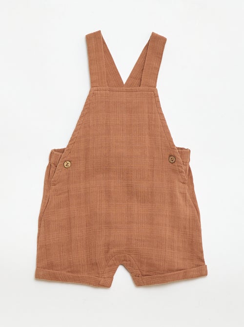 Combinaison short en double gaze de coton - Kiabi