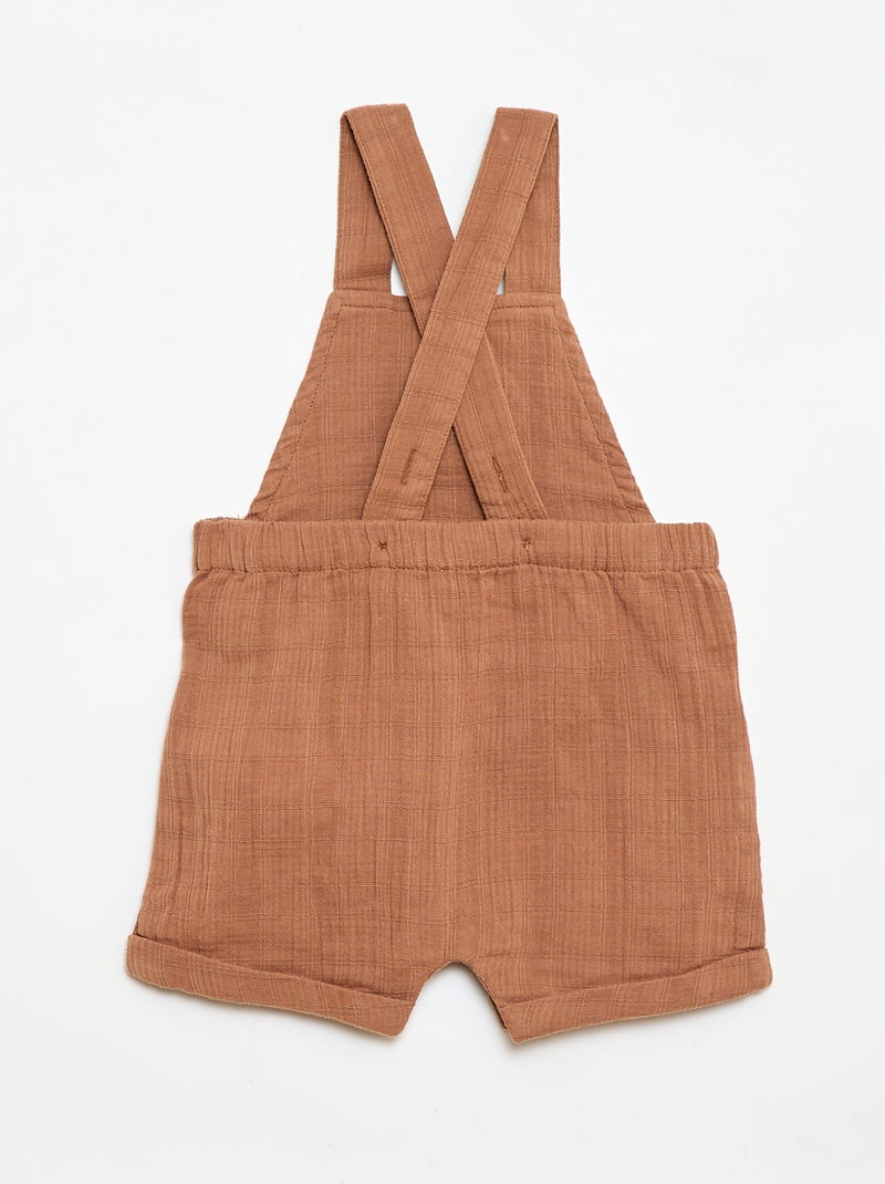 Combinaison short en double gaze de coton Marron - Kiabi