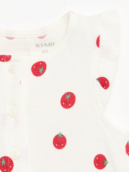 Combinaison short en jersey de coton avec volants aux manches - Kiabi