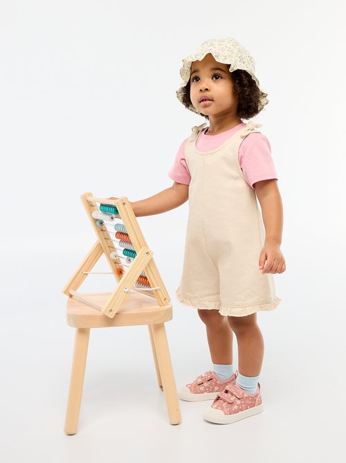 Combinaison short en twill à bretelles - Kiabi