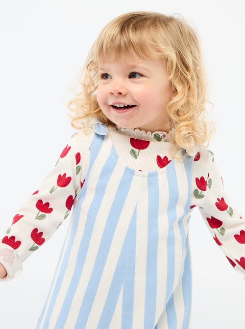 Combinaison short en twill à bretelles - Kiabi