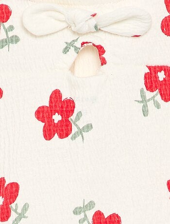 Combinaison short imprimée en maille froissée