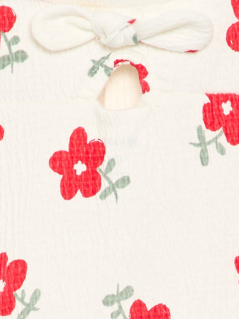 Combinaison short imprimée en maille froissée Blanc - Kiabi