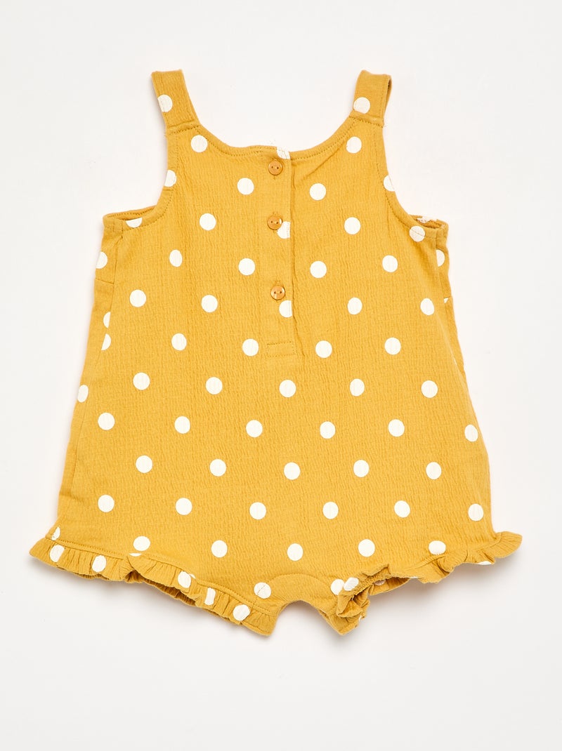 Combinaison short imprimée en maille froissée Jaune - Kiabi