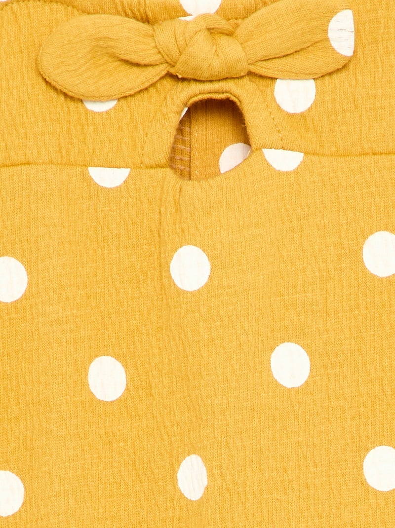 Combinaison short imprimée en maille froissée Jaune - Kiabi