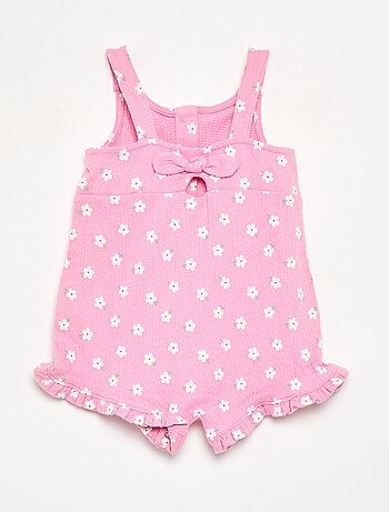Combinaison short imprimée en maille froissée