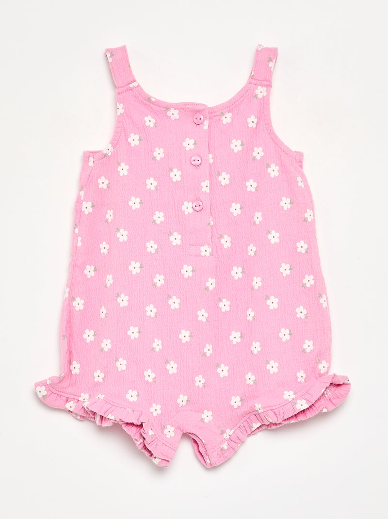 Combinaison short imprimée en maille froissée Rose - Kiabi