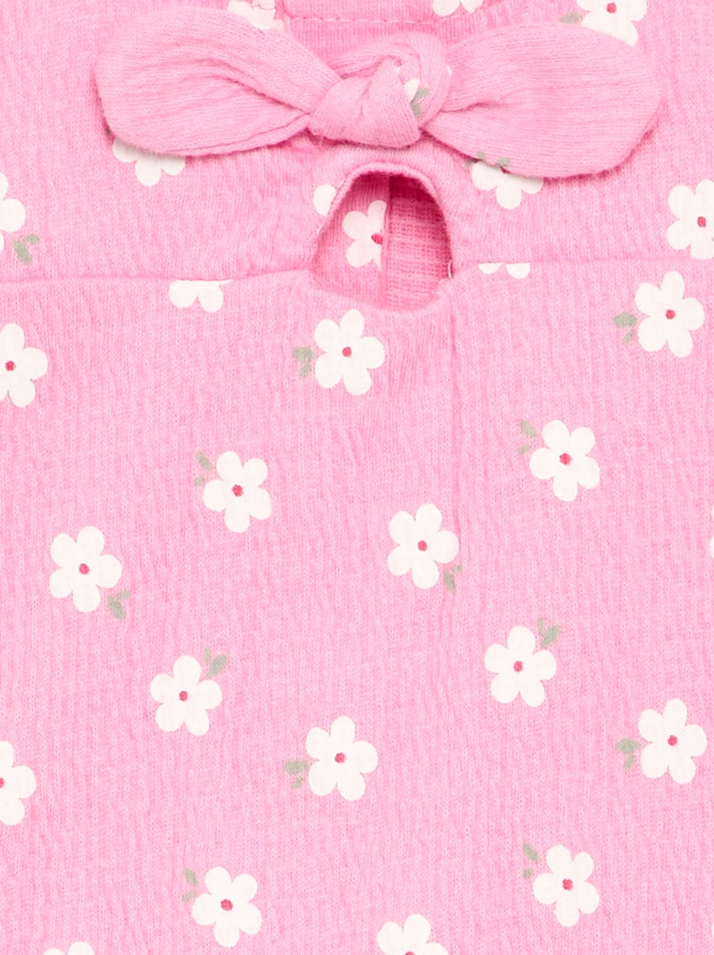 Combinaison short imprimée en maille froissée Rose - Kiabi