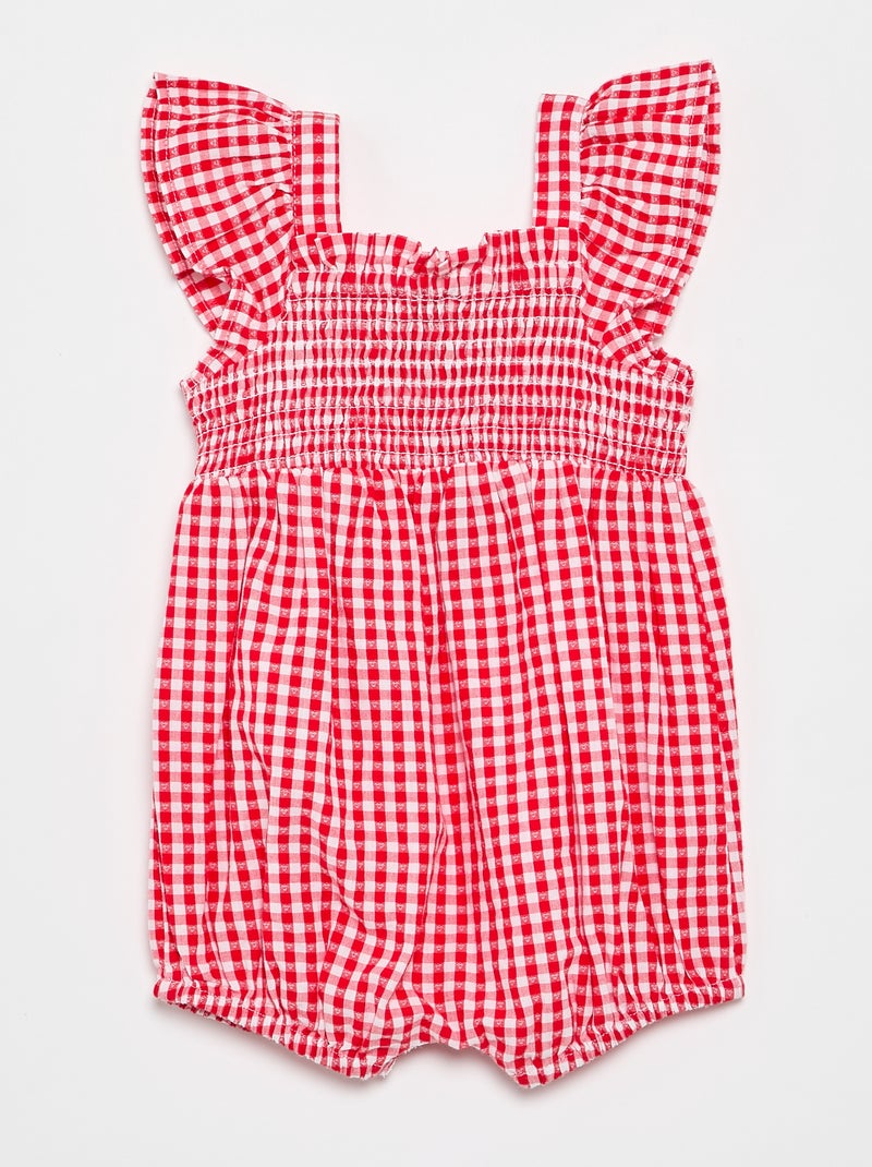 Combinaison short Vichy avec volant Rouge - Kiabi
