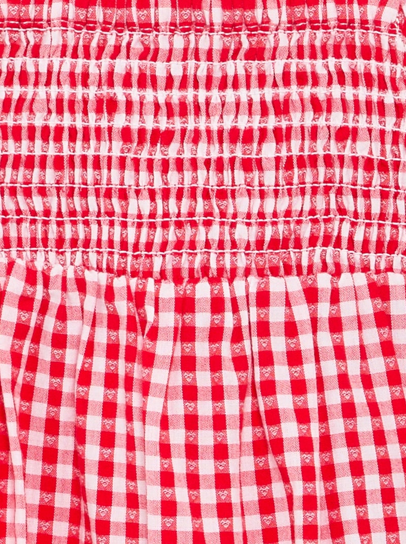 Combinaison short Vichy avec volant Rouge - Kiabi
