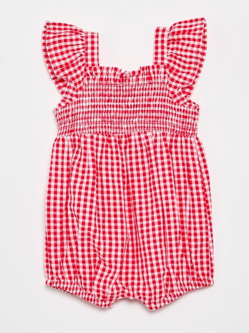 Combinaison short Vichy avec volant - Kiabi