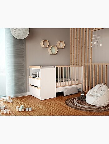 Combiné lit bébé évolutif en bois carrousel